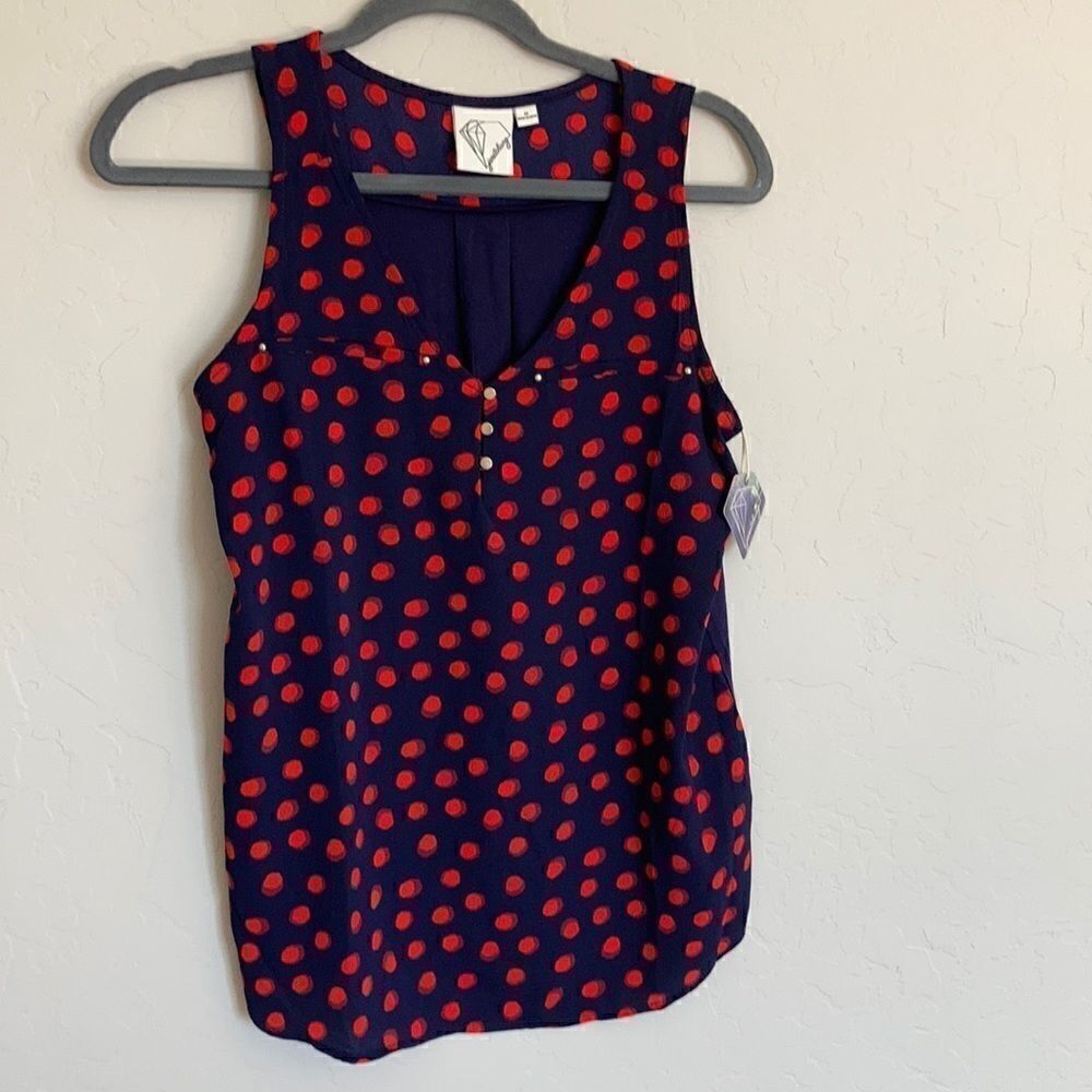 Red and blue blouse tank top